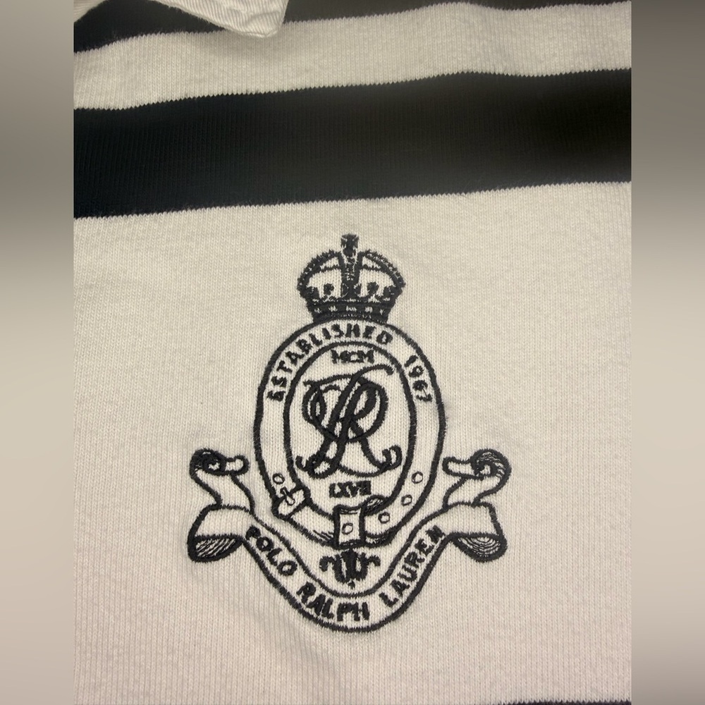 Polo Ralph Lauren Rugby Crop Sweatshirt XL Striped Big Logo Crest Preppy - Picture 4 of 11